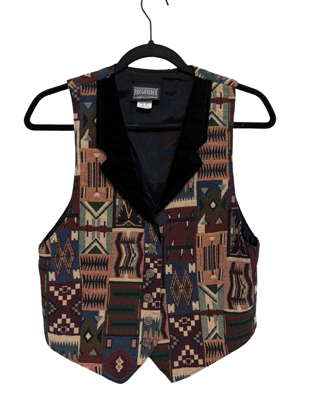 Vintage Roughrider by Circle T Tapestry Vest with Velvet Collar - Size M